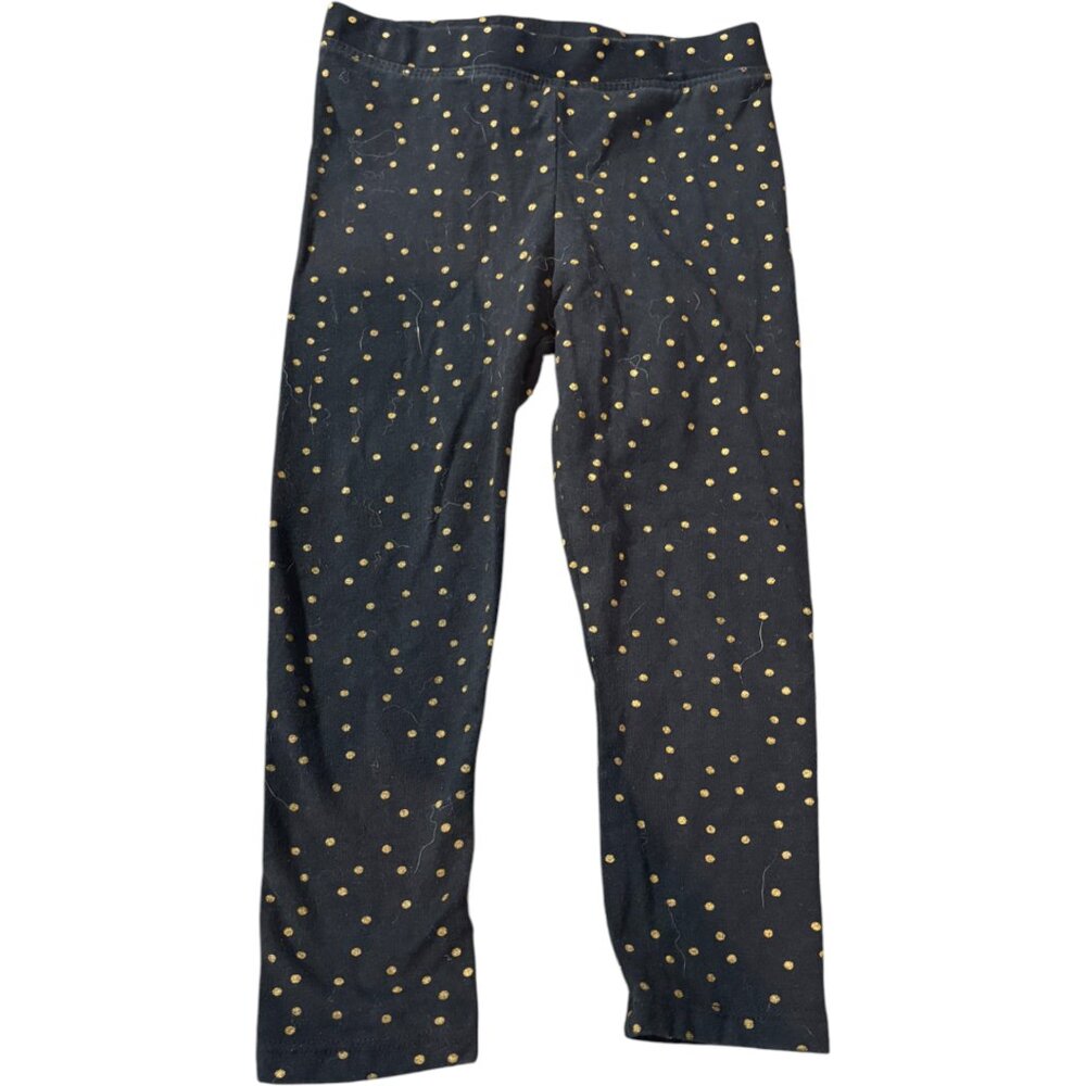 Spotted Zebra girl's black with gold polka dots leggings‎ sz 3t